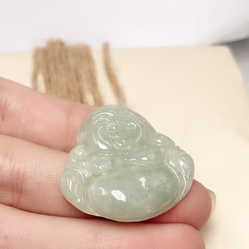 淡綠翡翠彌勒佛 | 天然緬甸玉A貨翡翠 | 送禮