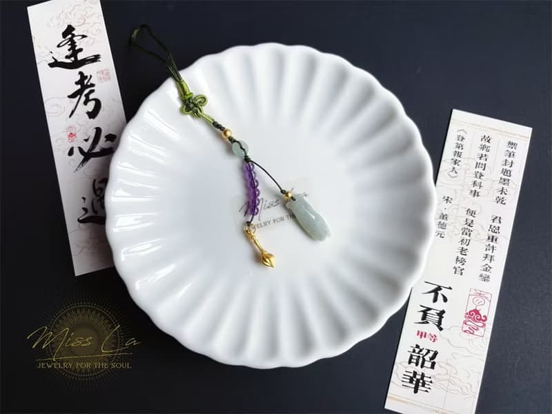 金榜題名 考試順利 蟬 一鳴驚人 智慧 天然緬甸玉翡翠 文昌筆