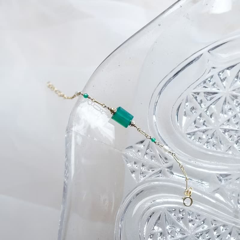 靜謐時光 - 14K包金綠玉髓手鍊