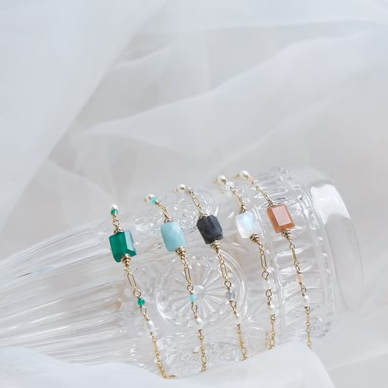 靜謐時光 - 14K包金綠玉髓手鍊