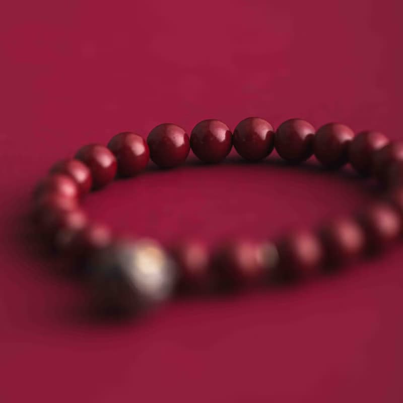 硃砂醒獅辟邪化太歲925純銀手鍊 8mm