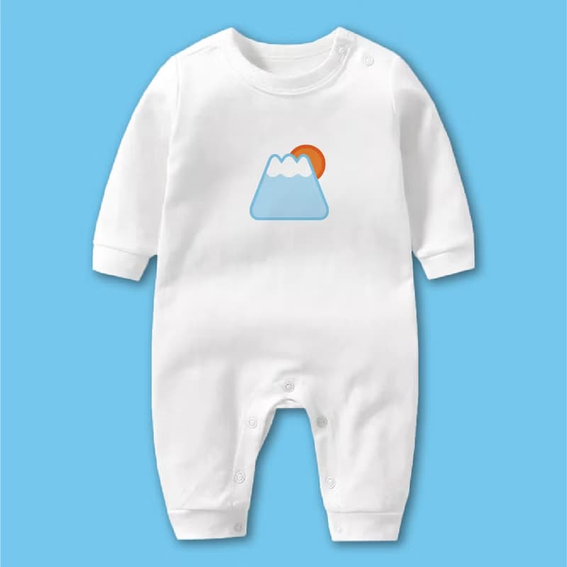 QQ富士山 長袖連身衣 三角巾 口水巾 禮盒 嬰兒 彌月 滿月