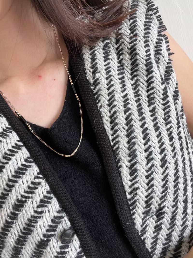 古董黑金珠珠項鍊 AVON 1980 N181