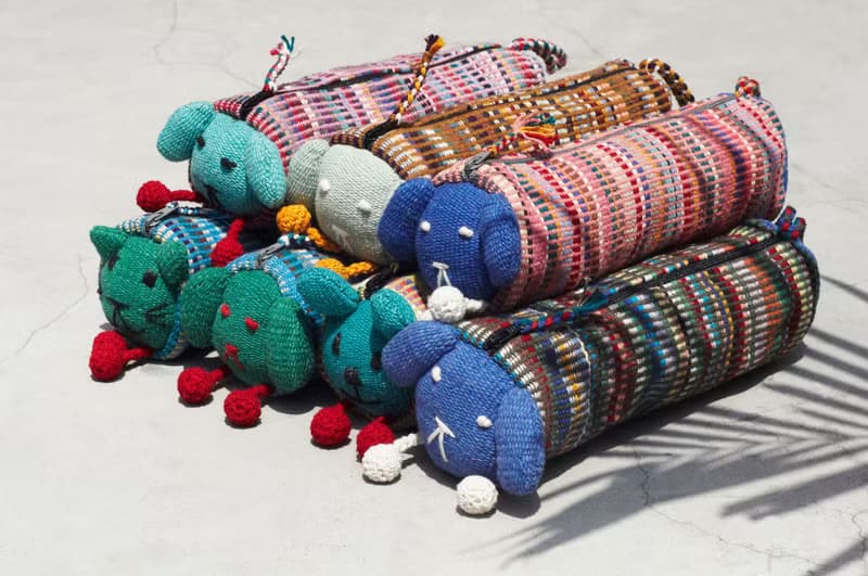 文房具 手工織布長型動物收納包/筆袋/化妝包/筆盒-貓 狗 兔子