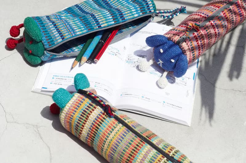 文房具 手工織布長型動物收納包/筆袋/化妝包/筆盒-貓 狗 兔子