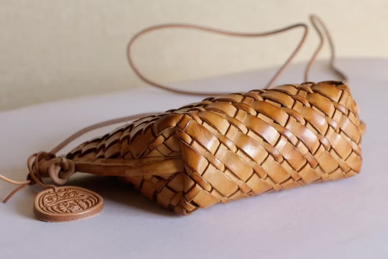 手編みヌメ革ショルダーバッグスマホポーチ小物入れ