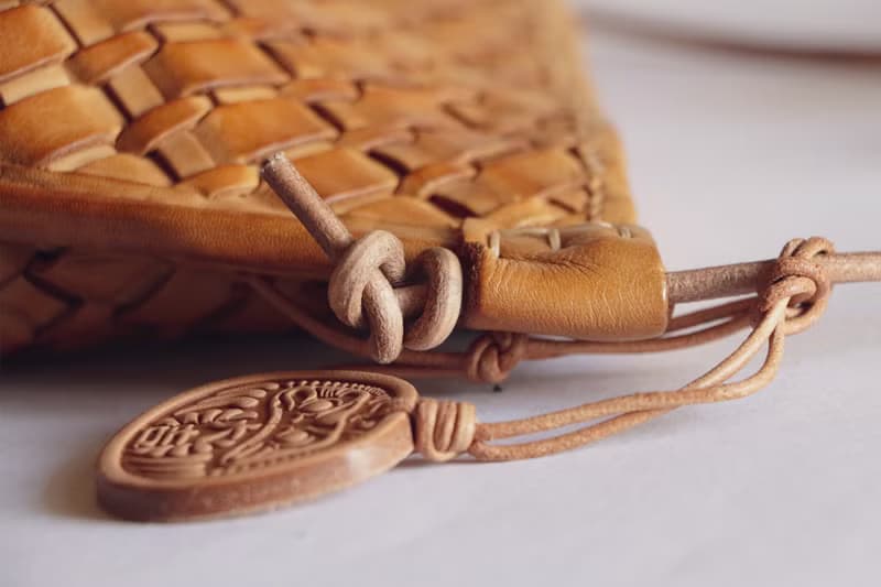 手編みヌメ革ショルダーバッグスマホポーチ小物入れ