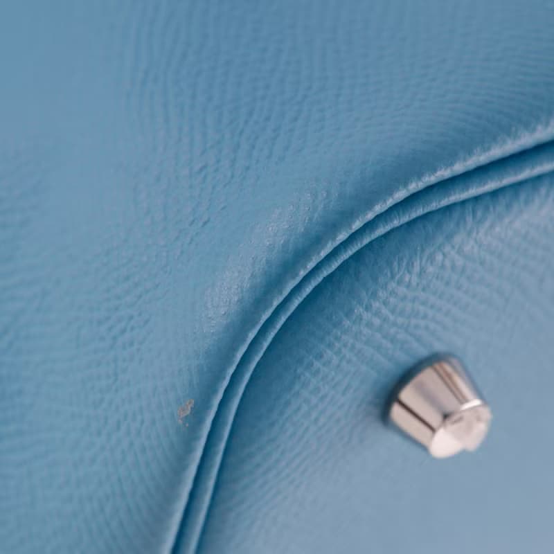 【日本直送】エルメス HERMES ピコタンロックMM ハンドバッグ トレサージュ ヴォーエプソン 水色 D レディース【中古】