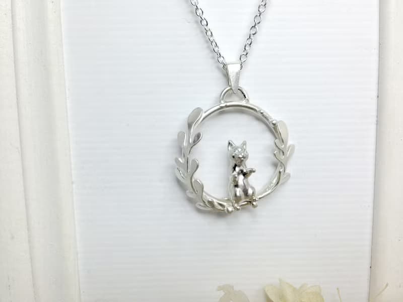 貓奴 生日 週年 愛情 情人節禮物 手工訂作 純銀花圈聊天貓項鍊