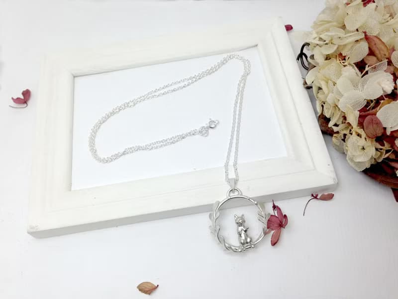 貓奴 生日 週年 愛情 情人節禮物 手工訂作 純銀花圈聊天貓項鍊
