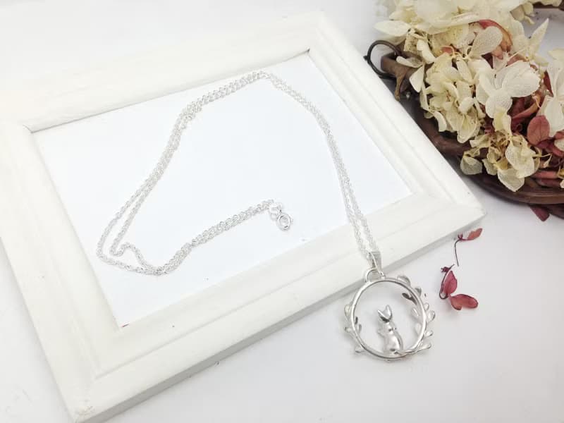 貓奴 生日 週年 愛情 情人節禮物 手工訂作 純銀花圈聊天貓項鍊