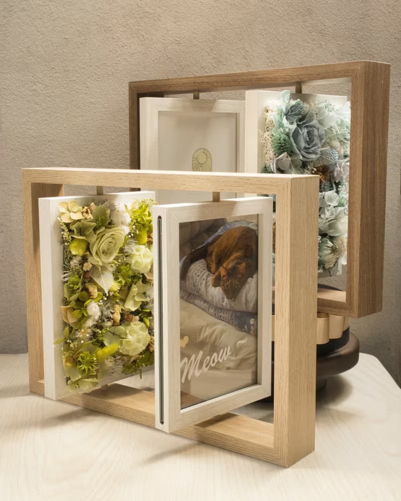 情人節馬卡龍永生花禮 - 開心果雙旋轉相框