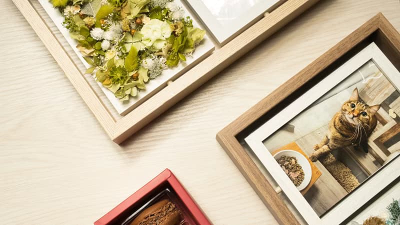 情人節馬卡龍永生花禮 - 開心果雙旋轉相框