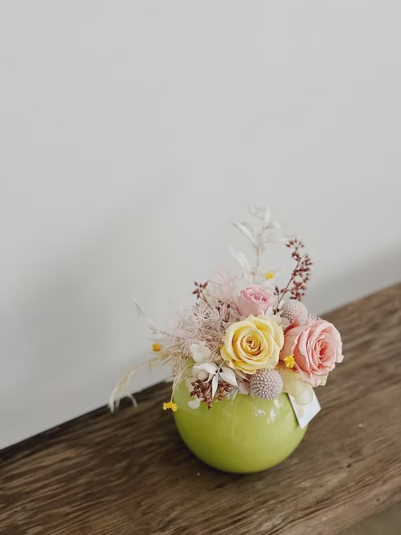 【永生玫瑰花盆花】• 情人節禮物/生日禮物/永生花/永生玫瑰花