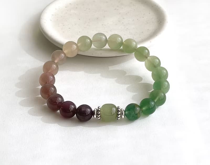 寶石系 質玉9.5 天然礦石 漸層螢石 和田玉 925純銀 手鍊