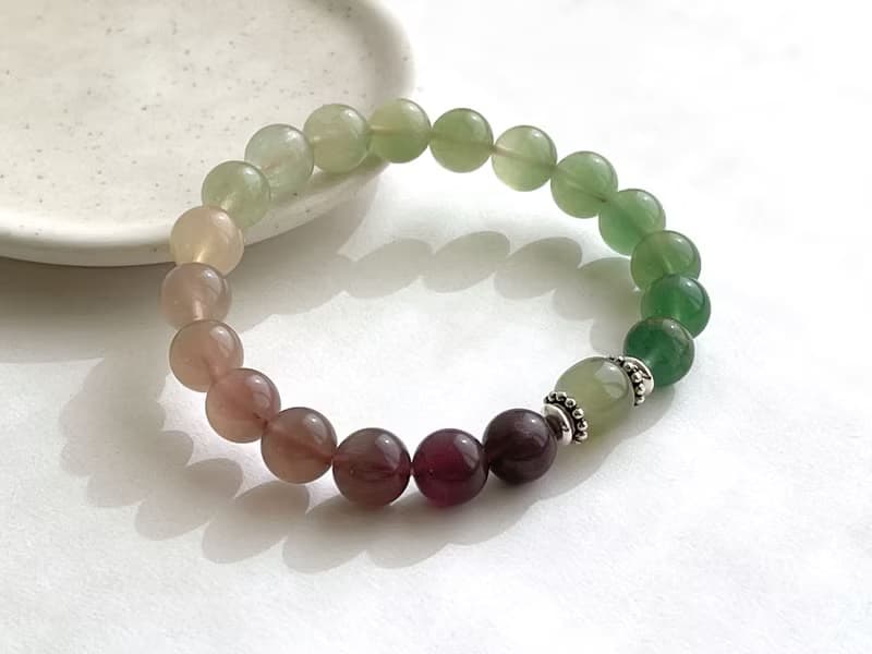 寶石系 質玉9.5 天然礦石 漸層螢石 和田玉 925純銀 手鍊