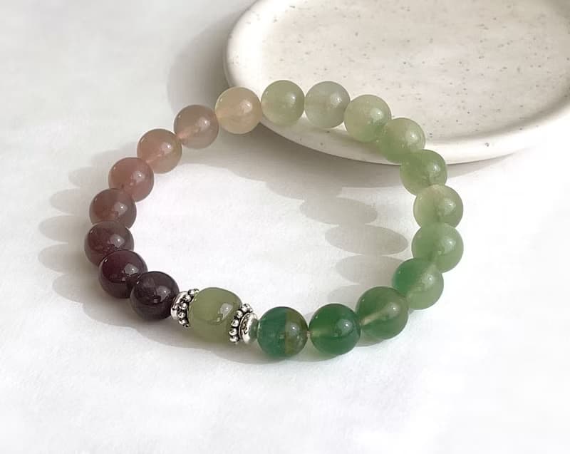 寶石系 質玉9.5 天然礦石 漸層螢石 和田玉 925純銀 手鍊