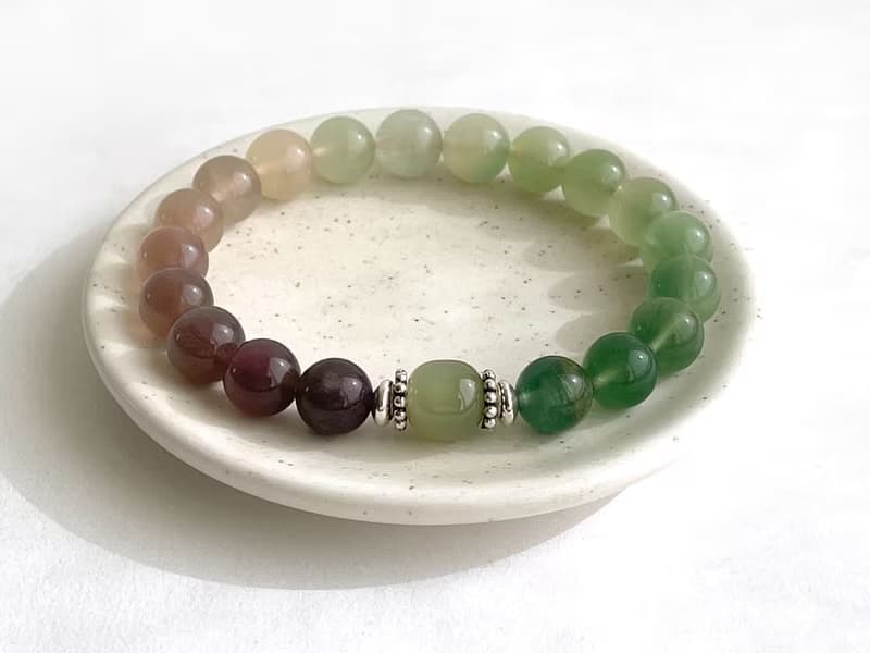 寶石系 質玉9.5 天然礦石 漸層螢石 和田玉 925純銀 手鍊