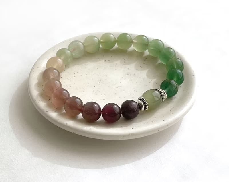 寶石系 質玉9.5 天然礦石 漸層螢石 和田玉 925純銀 手鍊