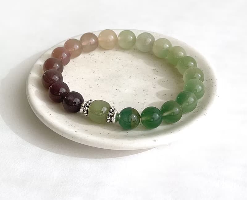 寶石系 質玉9.5 天然礦石 漸層螢石 和田玉 925純銀 手鍊