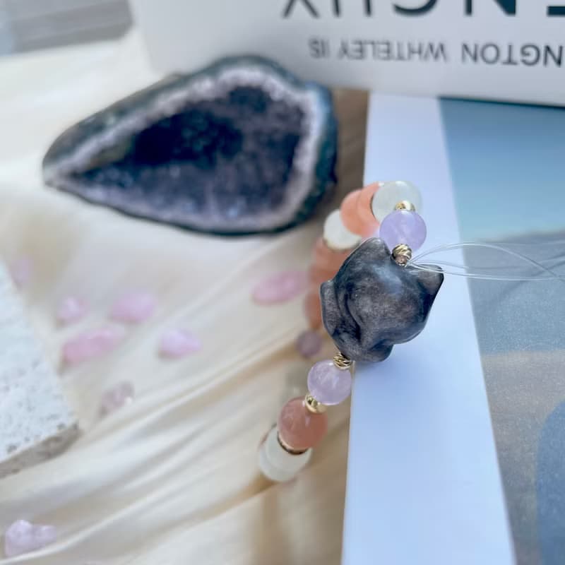 月光下的月光 14K包金水晶設計手鍊 月光石 澄月光石 薰衣草紫水