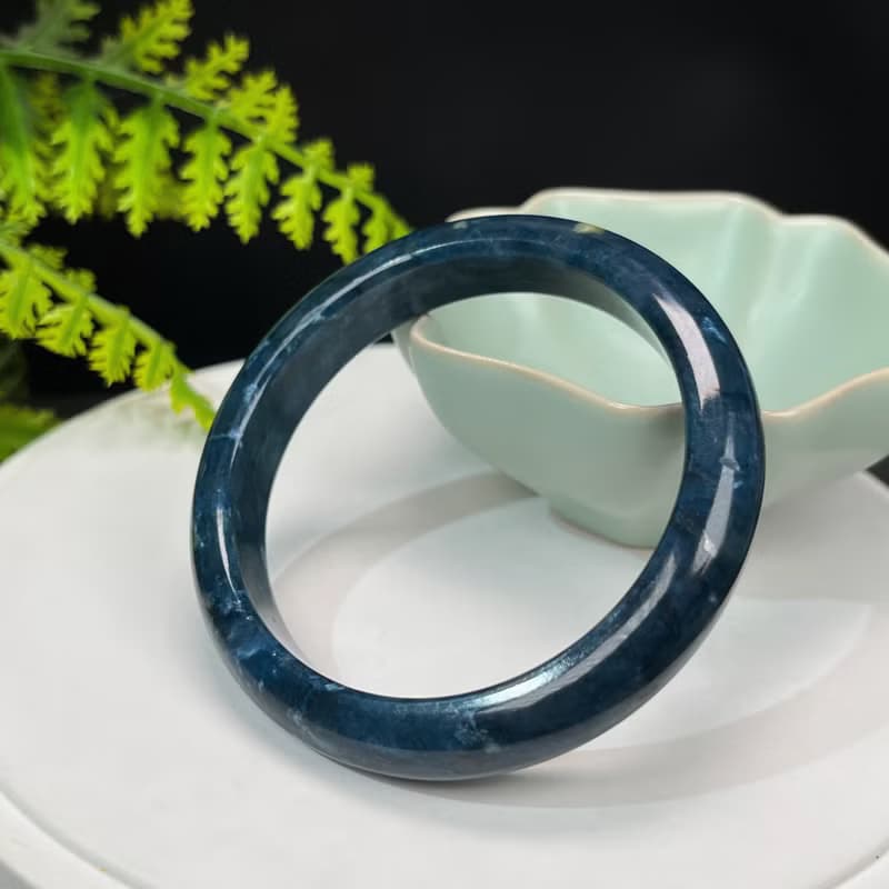 藍線石手鐲 56+MM 漸變深藍白 女式手環 解壓直覺溝通 清理負能量
