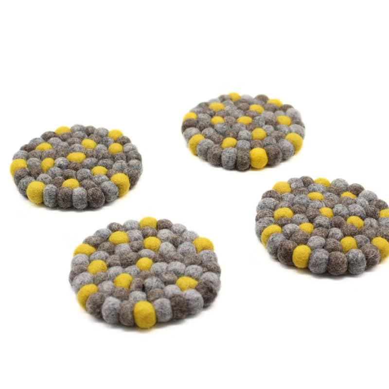 手工羊毛氈杯墊 隔熱墊 圓形隔熱墊 喬遷禮物