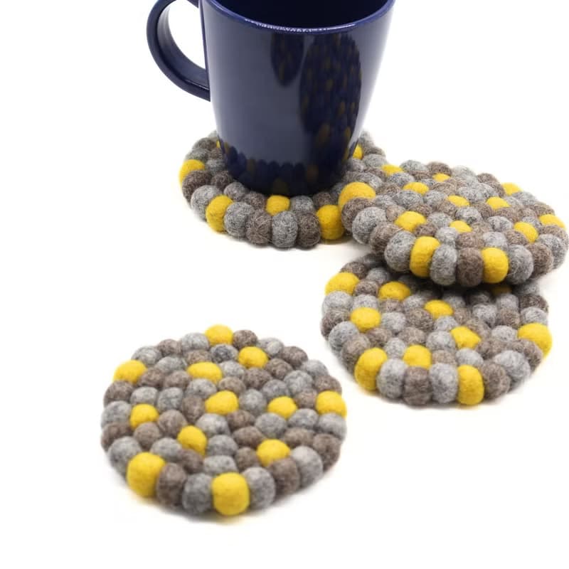 手工羊毛氈杯墊 隔熱墊 圓形隔熱墊 喬遷禮物