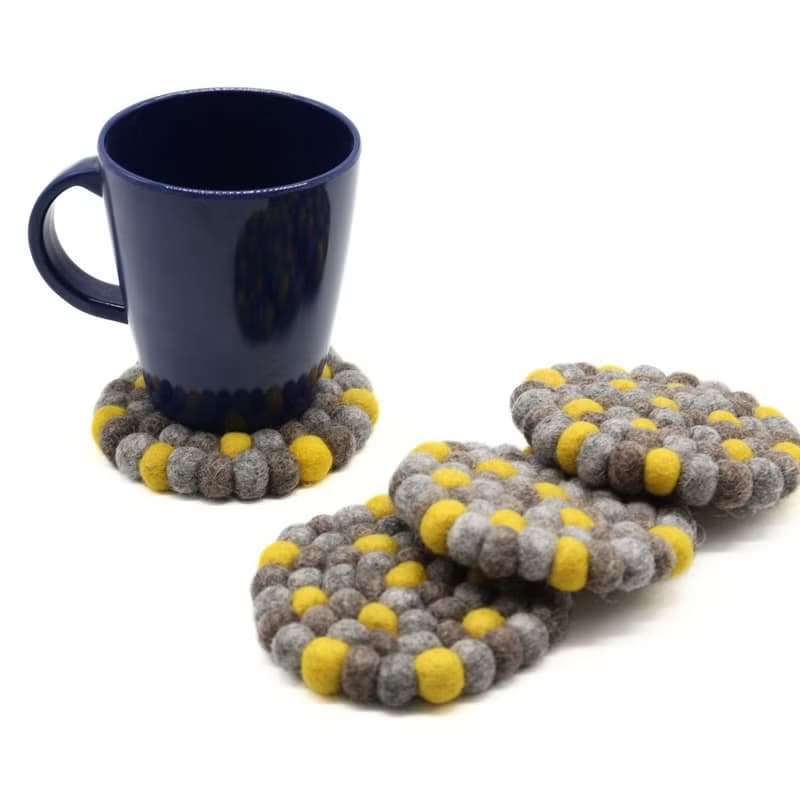 手工羊毛氈杯墊 隔熱墊 圓形隔熱墊 喬遷禮物