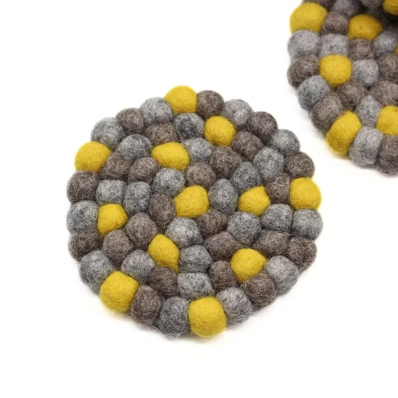 手工羊毛氈杯墊 隔熱墊 圓形隔熱墊 喬遷禮物