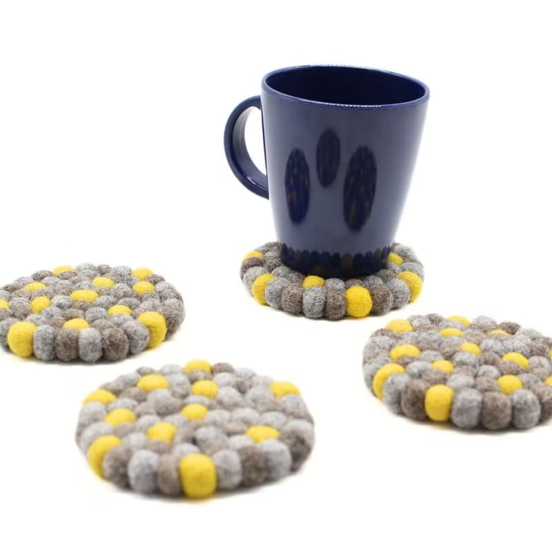 手工羊毛氈杯墊 隔熱墊 圓形隔熱墊 喬遷禮物