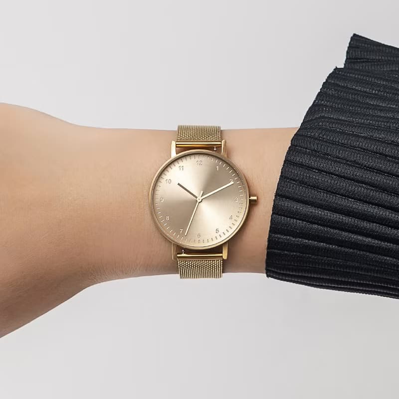 BIJOUONE彼樹灣 B60系列 金色 鋼帶款 極簡設計男女精鋼防水手錶