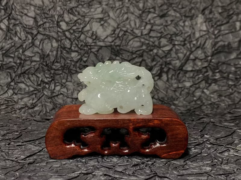 快速出貨 天然A貨緬甸玉翡翠招財貔貅 白翡飛天貔貅桌上型擺件