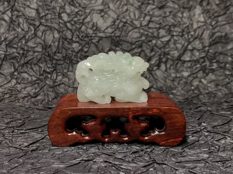 快速出貨 天然A貨緬甸玉翡翠招財貔貅 白翡飛天貔貅桌上型擺件