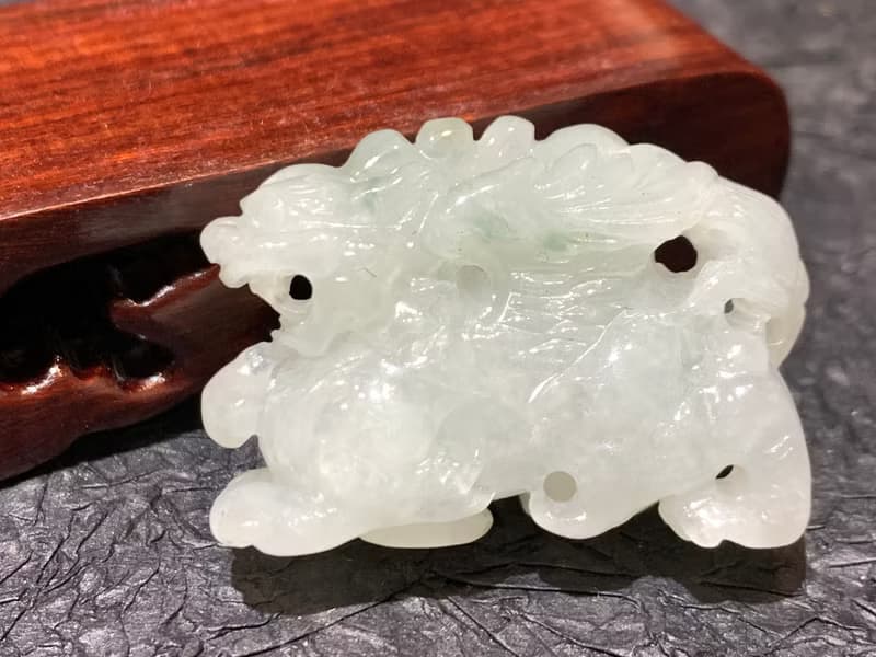 快速出貨 天然A貨緬甸玉翡翠招財貔貅 白翡飛天貔貅桌上型擺件