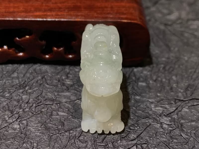 快速出貨 天然A貨緬甸玉翡翠招財貔貅 白翡飛天貔貅桌上型擺件