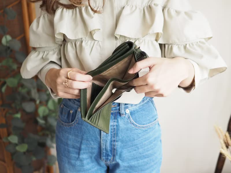 Tart (Green) : Short wallet, Cow leather, Wallet with long strap, Green