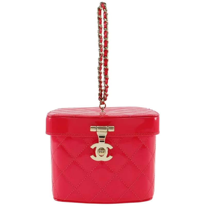 【日本直送】シャネル CHANEL バニティ ハンドバッグ マトラッセ パーティーバッグ  × パテントレザー ピンク レディース【中古】