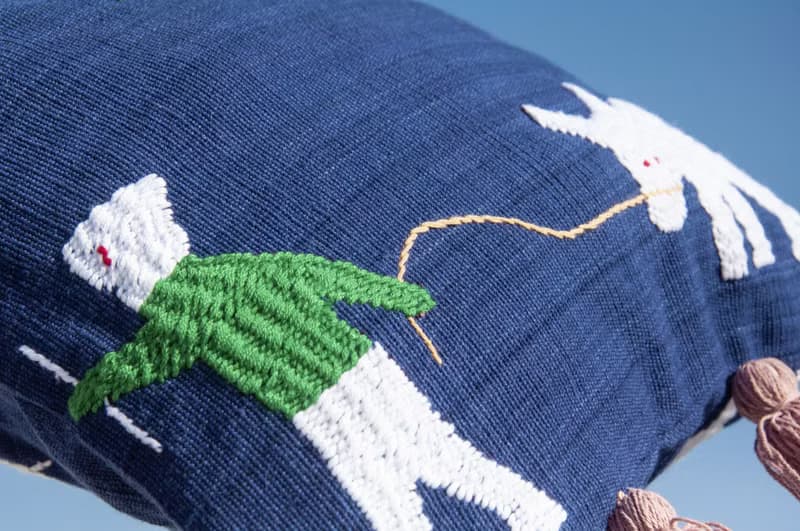 手縫純棉布側背包 刺繡手提包 手工刺繡肩背包 手繡包-彩虹動物
