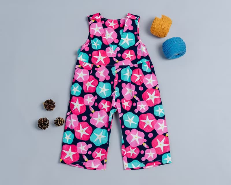 小v肩釦寬管長褲-和風17 防蚊 兒童 長褲