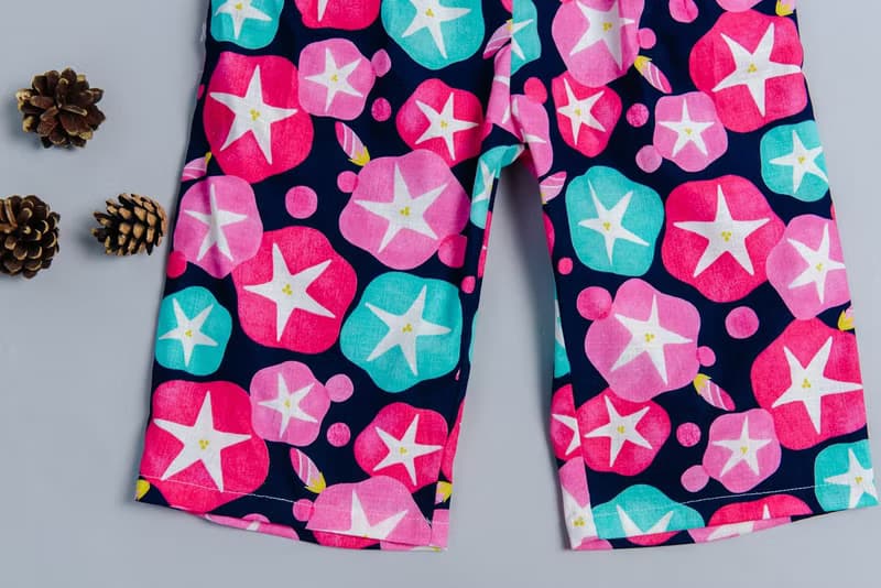 小v肩釦寬管長褲-和風17 防蚊 兒童 長褲