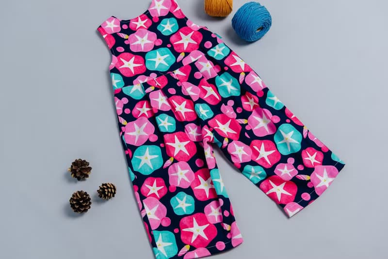 小v肩釦寬管長褲-和風17 防蚊 兒童 長褲