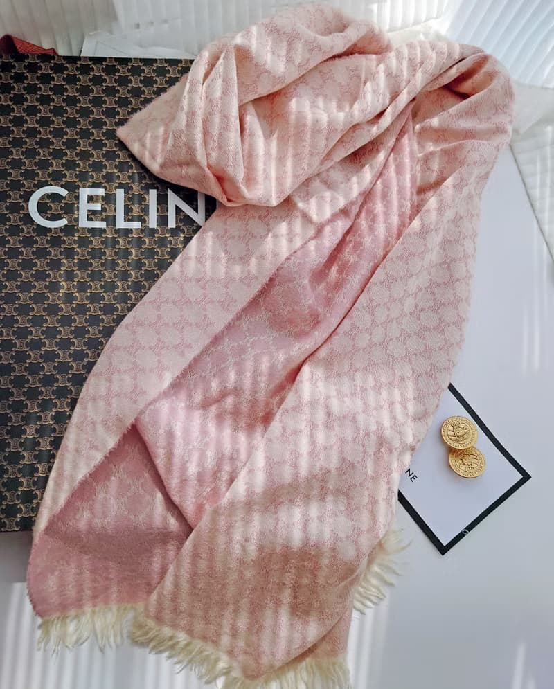 中古孤品 CELINE 老花凱旋門 羊毛 毛毯蓋毯頸巾圍巾領巾圍脖披肩
