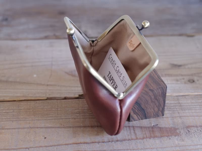 植鞣皮 方形口金包 巧克力色