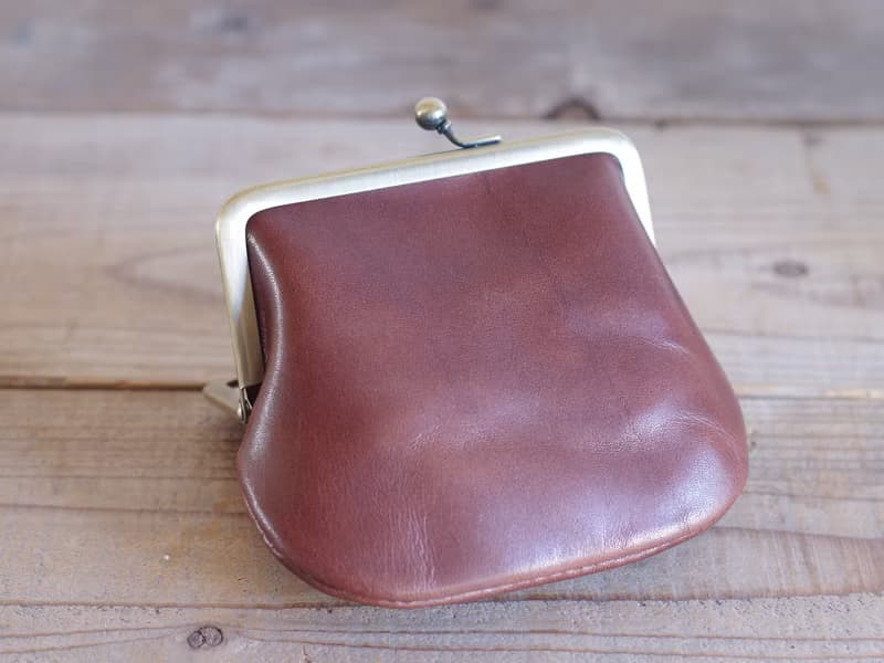 植鞣皮 方形口金包 巧克力色