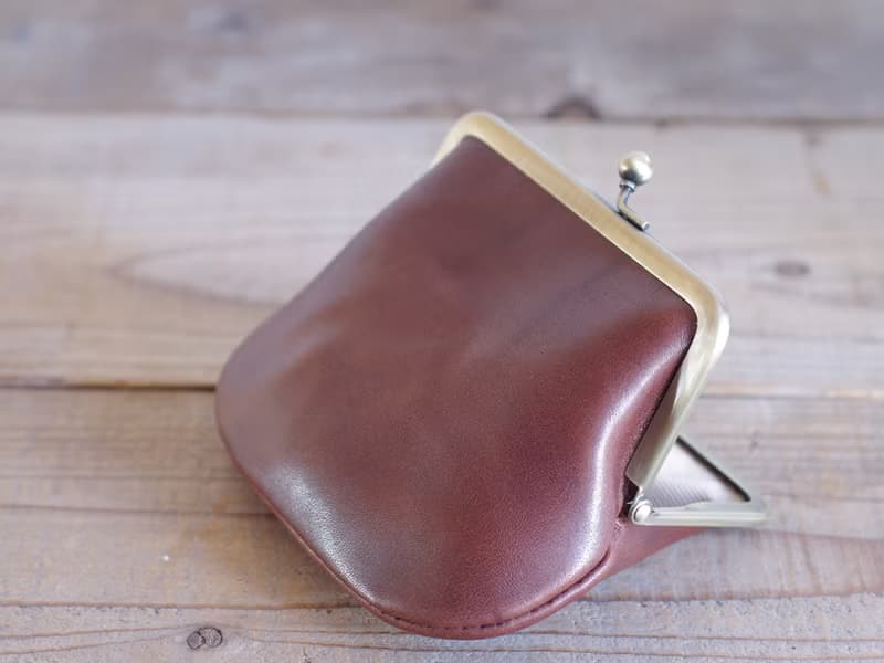 植鞣皮 方形口金包 巧克力色