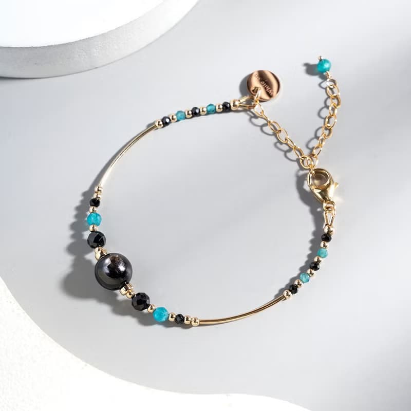 金運石藍磷灰14K包金水晶手鍊 禮物