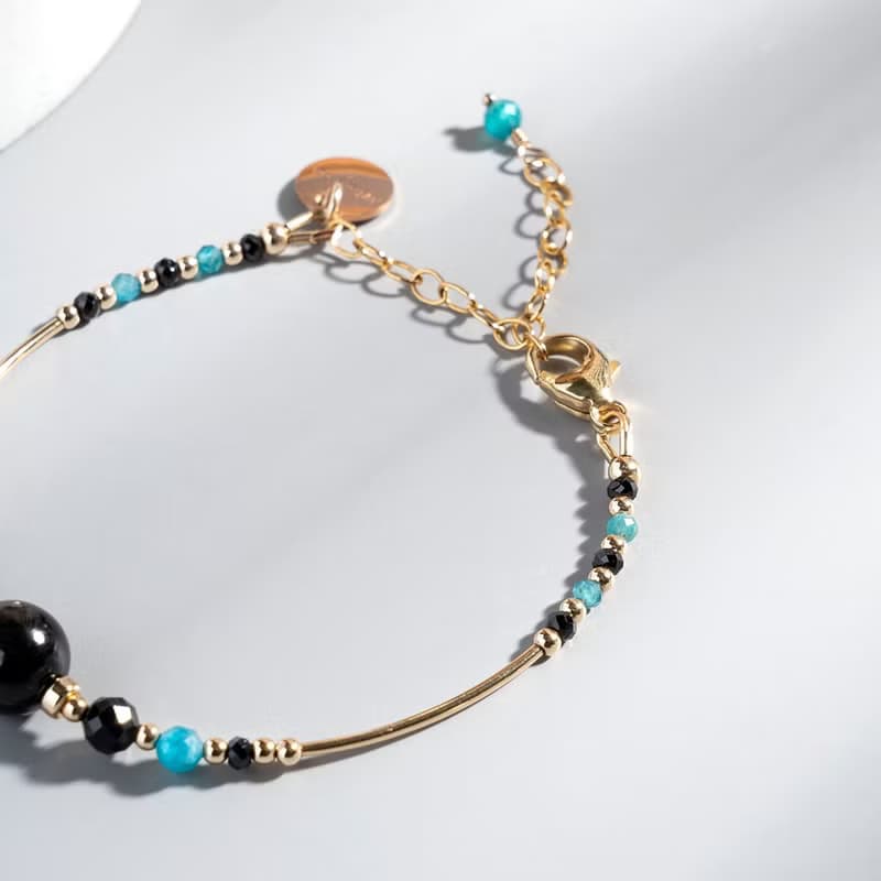 金運石藍磷灰14K包金水晶手鍊 禮物