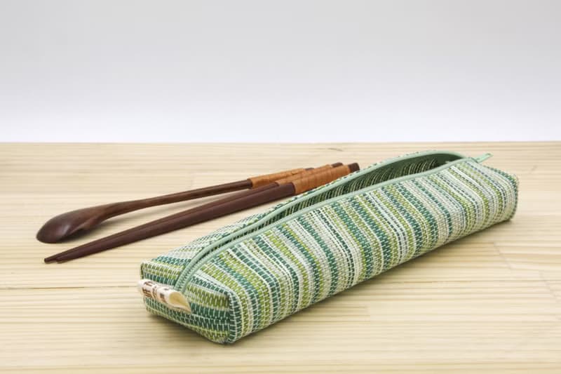 【紙布家】紙線編織 大餐具袋 波紋綠