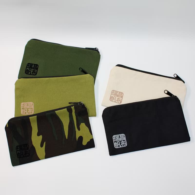 全新植絨標 帆布筆袋 化妝包 萬物袋 長夾 抹茶綠 暖墨綠 迷彩綠